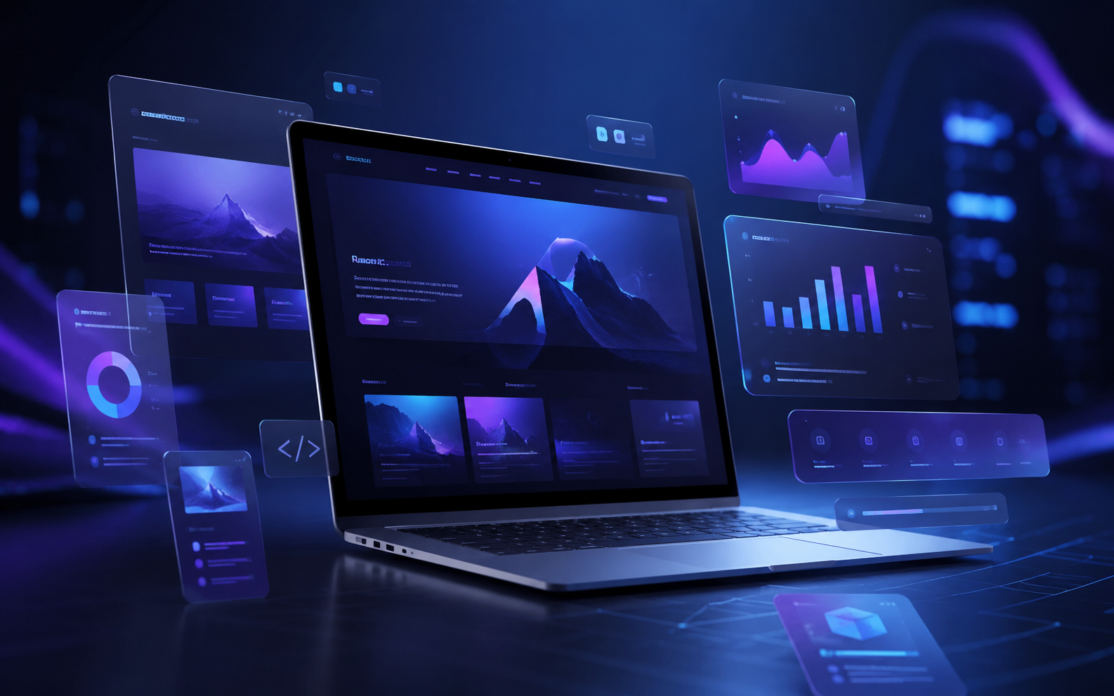 Visual digitale rappresentativa di Aedifex con interfacce moderne e tecnologie web.